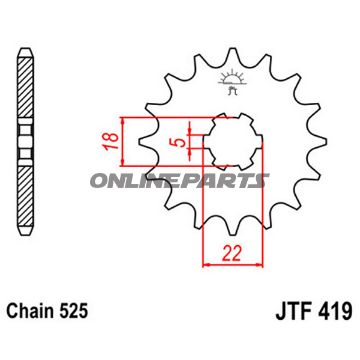 Front Sprocket 15 Tooth Pitch 525Large Spline 5 Inner Diameter 18/22