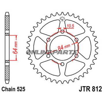Rear Sprocket 41 Tooth Pitch 525Inner Diameter 064 Bolt Spacing 084