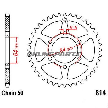 Rear Sprocket 33 Tooth 530 Silverinner Diameter 64 Bolt Spacing 84