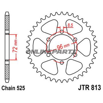Rear Sprocket 39 Tooth Pitch 525Inner Diameter 072 Bolt Spacing 096