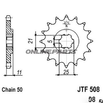 Front Sprocket 15 Tooth Pitch 530Large Spline 6 Inner Diameter 21/25