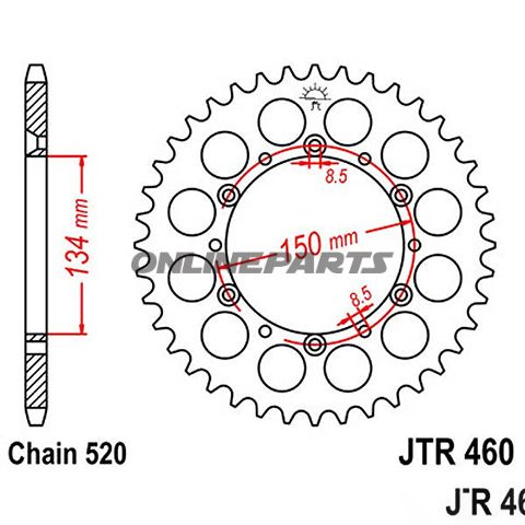 Rear Sprocket 43 Tooth 520 Blackinner Diameter 134 Bolt Spacing 150