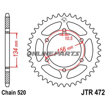 Rear Sprocket 40 Tooth 520 Silverinner Diameter 134 Bolt Spacing 156
