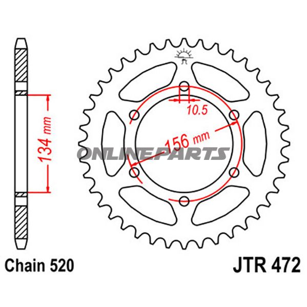 Rear Sprocket 40 Tooth 520 Silverinner Diameter 134 Bolt Spacing 156