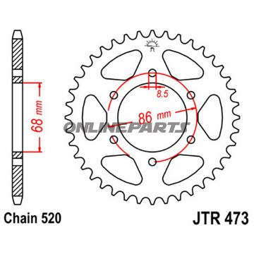 Rear Sprocket 40 Tooth 520 Silverinner Diameter 68 Bolt Spacing 86