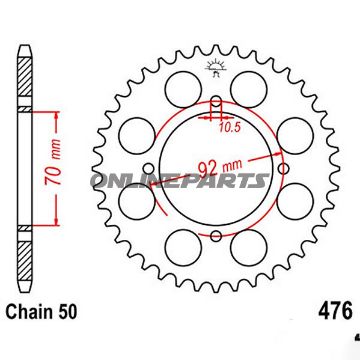 Rear Sprocket 44 Tooth 530 Silverinner Diameter 70 Bolt Spacing 92