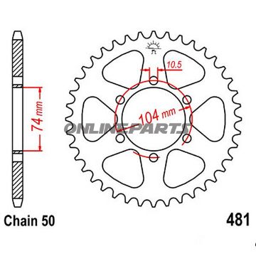 Rear Sprocket 40 Tooth 530 Silverinner Diameter 74 Bolt Spacing 104