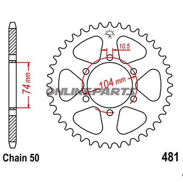 Rear Sprocket 40 Tooth 530 Silverinner Diameter 74 Bolt Spacing 104