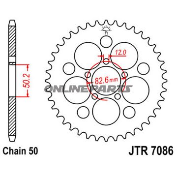 Rear Sprocket 48 Tooth Pitch 530Inner Diameter 50.2 Bolt Spacing 82