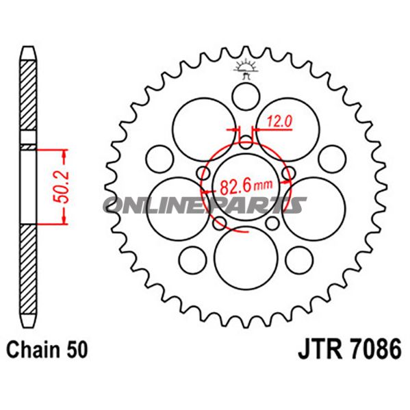 Rear Sprocket 48 Tooth Pitch 530Inner Diameter 50.2 Bolt Spacing 82