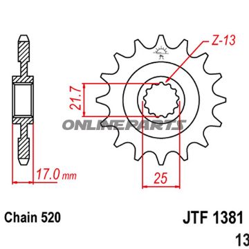 Front Sprocket 15T 520 Pitchfine Spline Inner Dia 21.7/25
