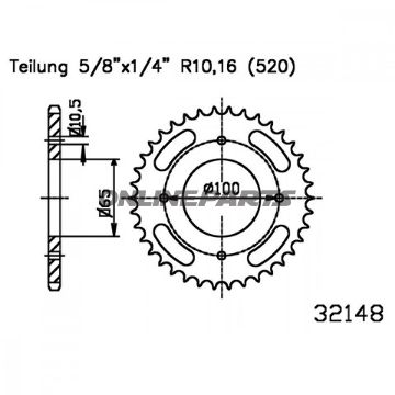 Rear Sprocket 35 Tooth Pitch 520 Blackinner Diameter 065 Bolt Spacing 100