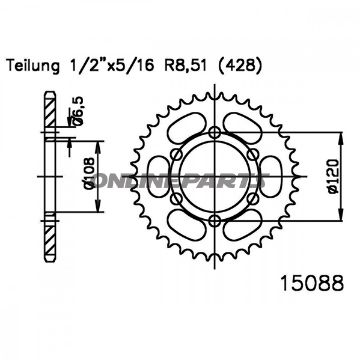 Rear Sprocket 49Tooth Pitch 428Inner Diameter 108 Bolt Spacing 120