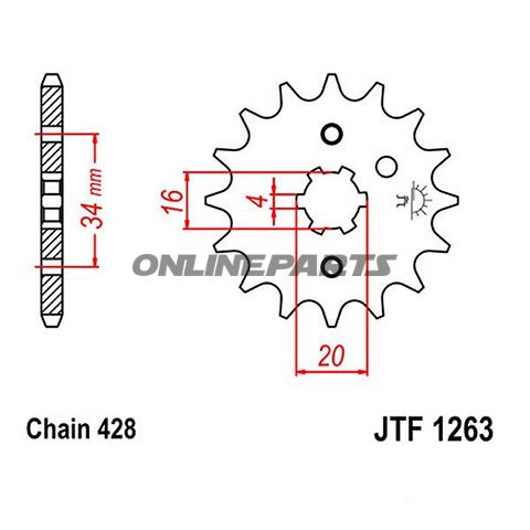 Front Sprocket 17T 428 Pitchlarge Spline 4 Inner Dia 16/20