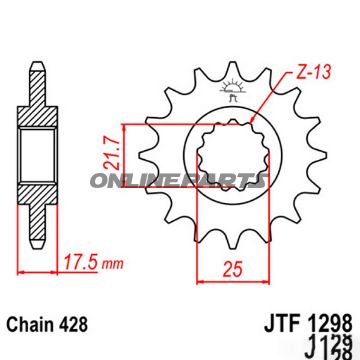 Front Sprocket 17T Pitch 428Narrow Spline 21.7/25