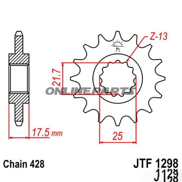 Front Sprocket 17T Pitch 428Narrow Spline 21.7/25