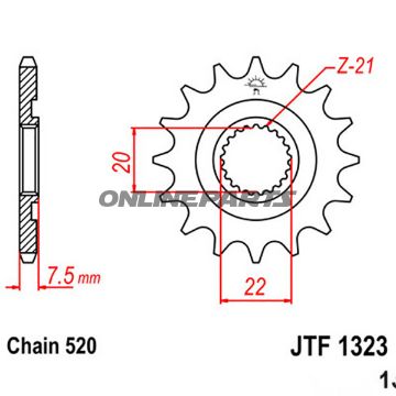 Front Sprocket 12 Tooth Pitch 520Narrow Spline Inner Diameter 20/22