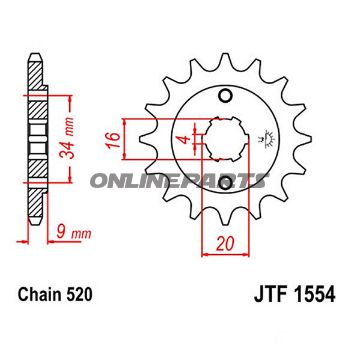 Front Sprocket 12T Pitch 520Large Spline 4Mm 16/20