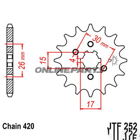 Front Sprocket 17T Pitch 420Large Spline 6Mm 15/17