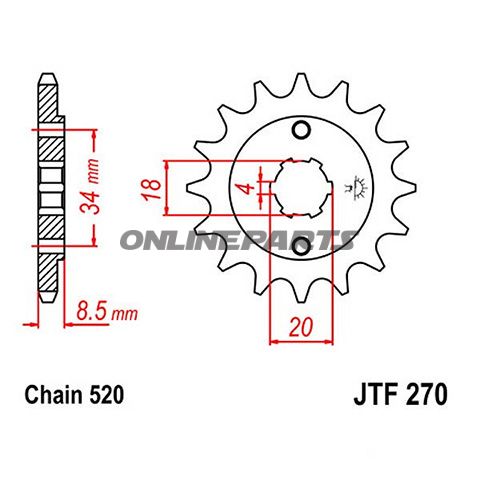 Front Sprocket 15T Pitch 520Large Spline 4Mm 18/20