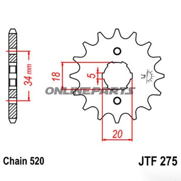 Front Sprocket 15T Pitch 520Large Spline 6Mm 18/20