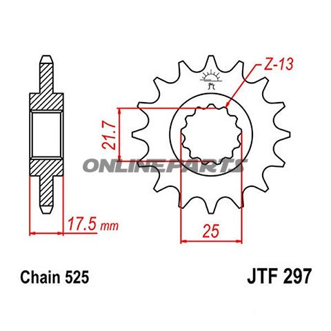 Front Sprocket 16 Tooth 525Narrow Spline 21.6/25
