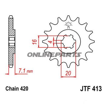 Front Sprocket 14 Tooth Pitch 420Large Spline 4 Inner Diameter 16/20