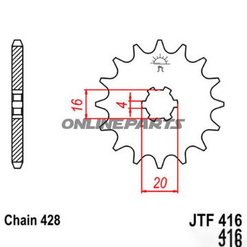 Front Sprocket 13T Pitch 428Large Spline 6Mm 16/20
