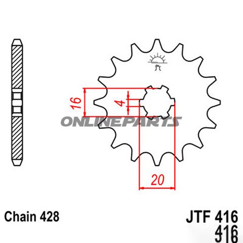 Front Sprocket 13T Pitch 428Large Spline 6Mm 16/20