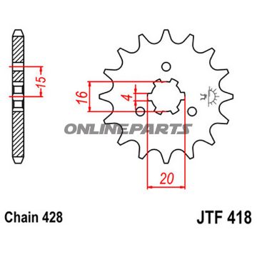 Front Sprocket 14T 428 Pitchlarge Spline 6 Inner Dia 16/20