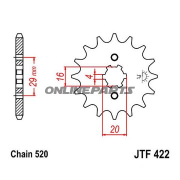 Front Sprocket 14T 520 Pitchlarge Spline 4 Inner Dia 16/20