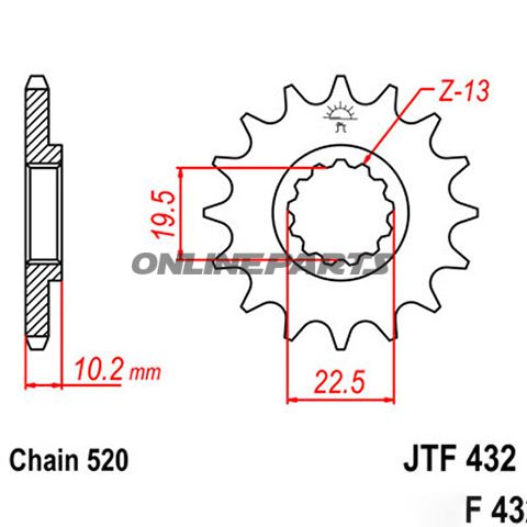 Front Sprocket 12T Pitch 520Narrow Spline 19.5/22