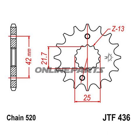 Front Sprocket 16 Tooth Pitch 520Narrow Spline Inner Diameter 21.6/25