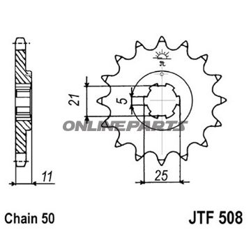 Front Sprocket 16 Tooth Pitch 530Large Spline 6 Inner Diameter 21/25