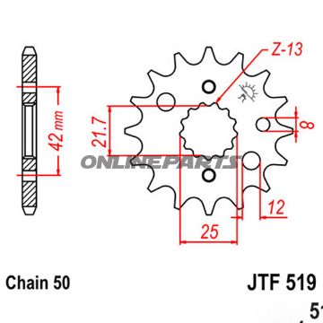 Front Sprocket 15T Pitch 530Narrow Spline 21.7/25