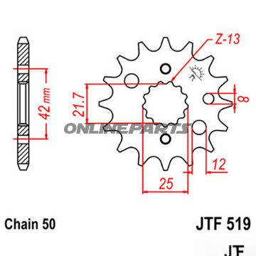 Front Sprocket 17T Pitch 530Narrow Spline 21.7/25