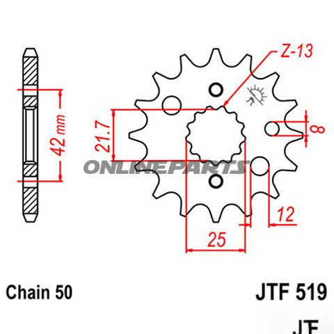 Front Sprocket 17T Pitch 530Narrow Spline 21.7/25