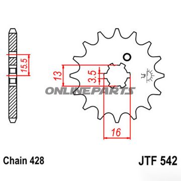 Front Sprocket 13T Pitch 428Large Spline 6Mm 13/16