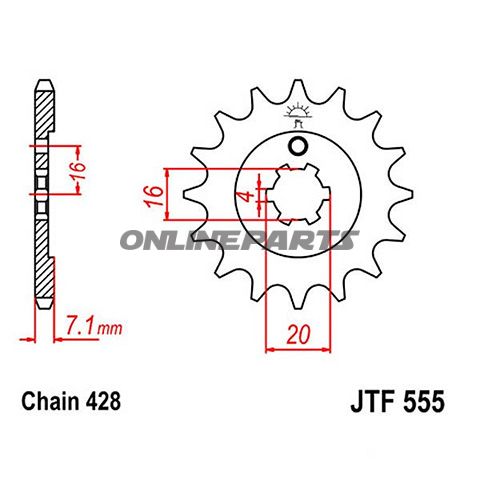 Front Sprocket 15T Pitch 428Large Spline 4Mm 16/20