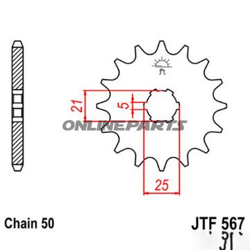 Front Sprocket 16T Pitch 530Large Spline 6Mm 21/25