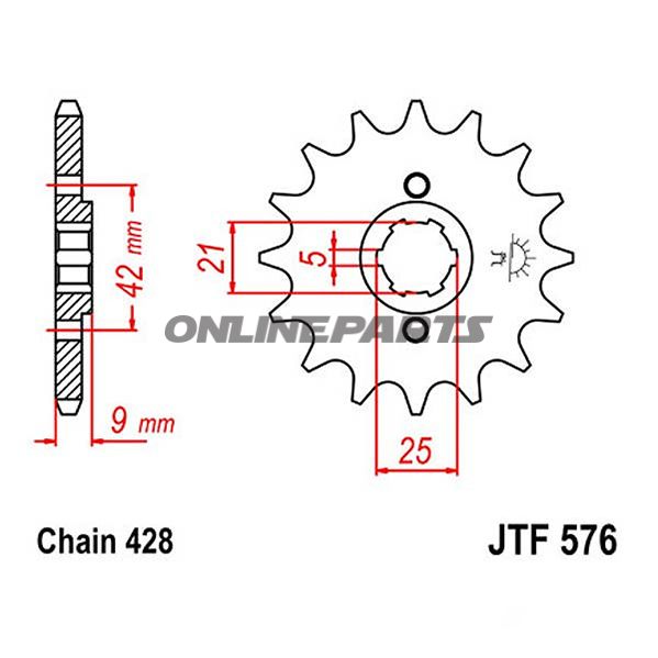 Front Sprocket 17T Pitch 428Large Spline 5Mm 21/25