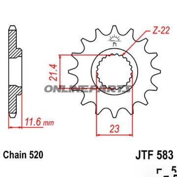 Front Sprocket 13 Tooth Pitch 520Narrow Spline Inner Diameter 21.4/23