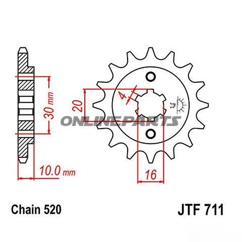 Front Sprocket 12T Pitch 520Large Spline 4Mm 16/20