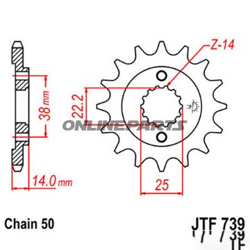 Front Sprocket 15 Tooth Pitch 530Narrow Spline Inner Diameter 22.2/25
