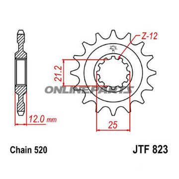 Front Sprocket 12T Pitch 520Narrow Spline 21/25