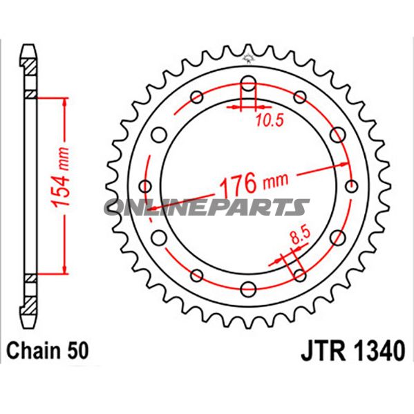Rear Sprocket 45Tooth Pitch 530Inner Diameter 154 Bolt Spacing 176