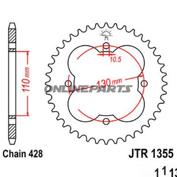 Rear Sprocket 50 Tooth Pitch 428Inner Diameter 110 Bolt Spacing 130