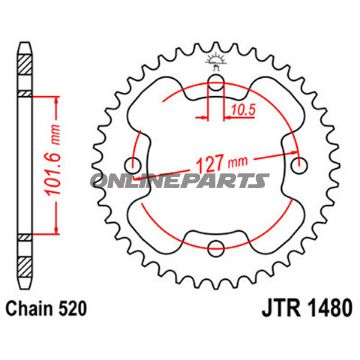 Rear Sprocket 38Tooth Pitch 520Inner Diameter 101 Bolt Spacing 127