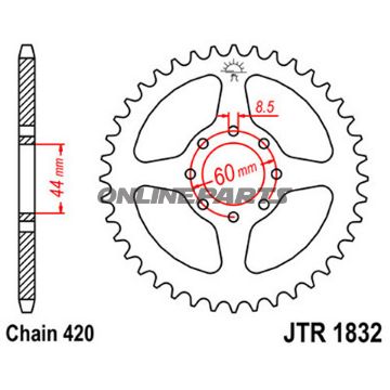 Rear Sprocket 52 Tooth Pitch 420Inner Diameter 044 Bolt Spacing 060