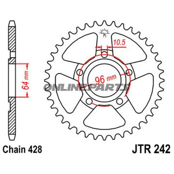 Rear Sprocket 53 Tooth Pitch 428Inner Diameter 064 Bolt Spacing 096